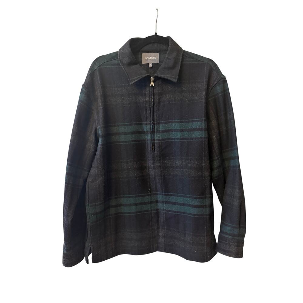 Bonobos Pullover Men's Small Wool Blend Plaid Quarter Zip